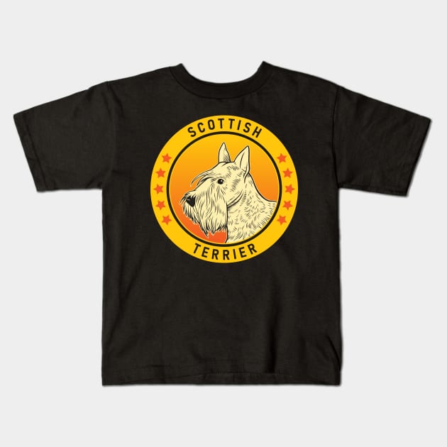 Scottish Terrier Dog Portrait Kids T-Shirt by millersye